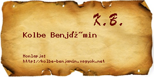 Kolbe Benjámin névjegykártya